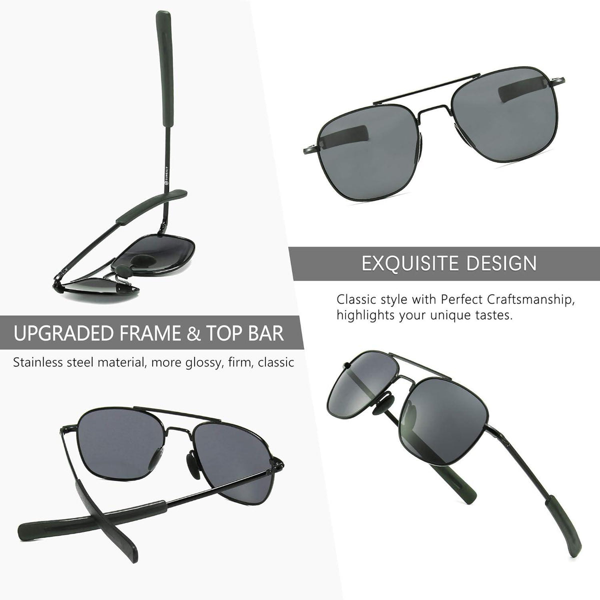 Polarisierte Herren Militär Sonnenbrille Pilot Style - Bajonett-Tempel