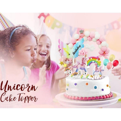 Einhorn Geburtstag Kuchendeko Set für Mädchen, Regenbogen