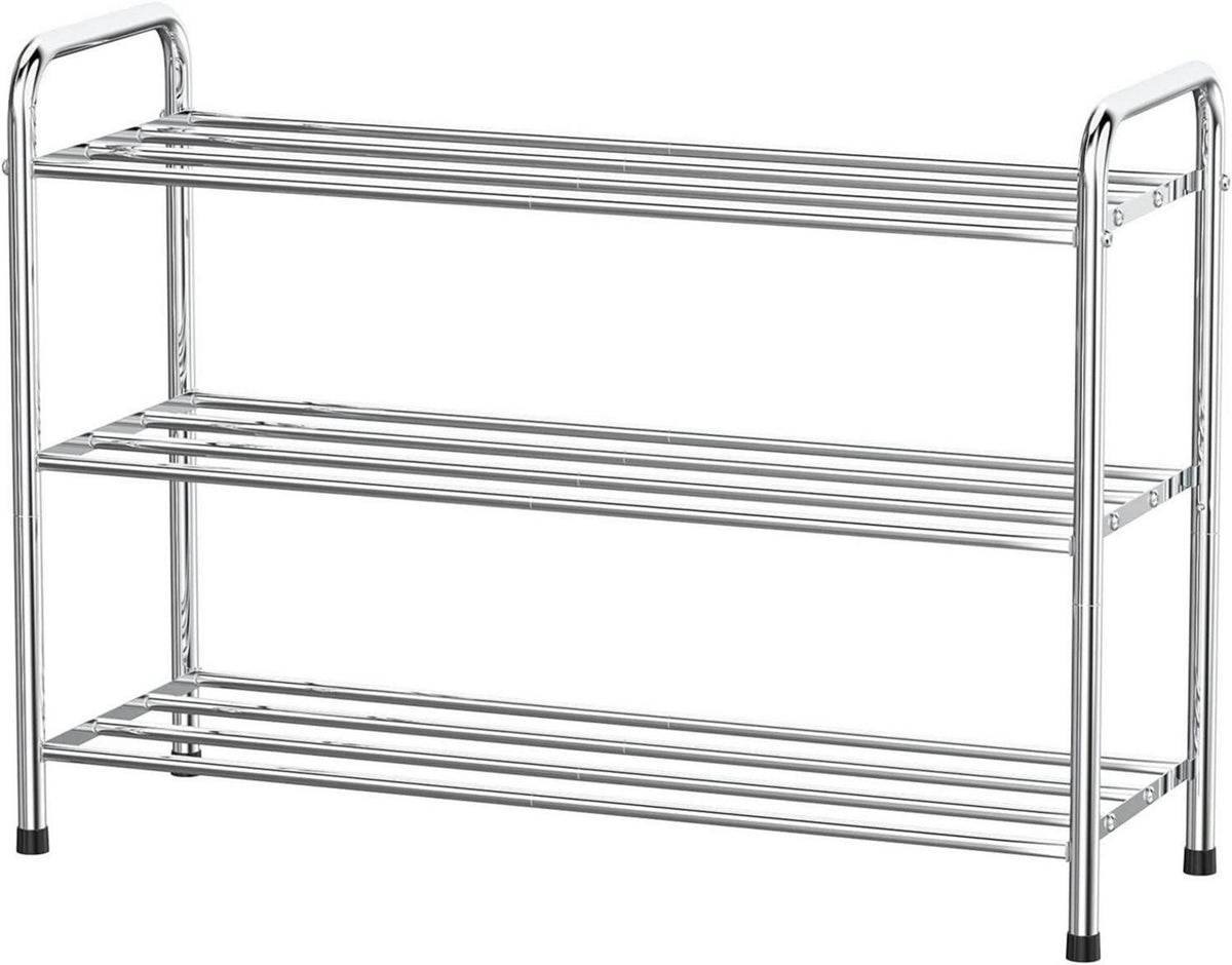 Schuhregal Edelstahl 3 Ebenen für 9-12 Paar Schuhe 68x26x55cm