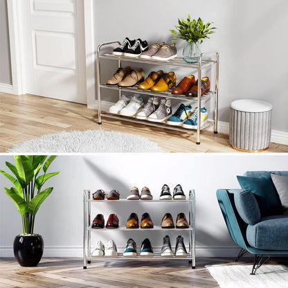 Schuhregal 3 Ebenen Edelstahl für 9-12 Paar Schuhe