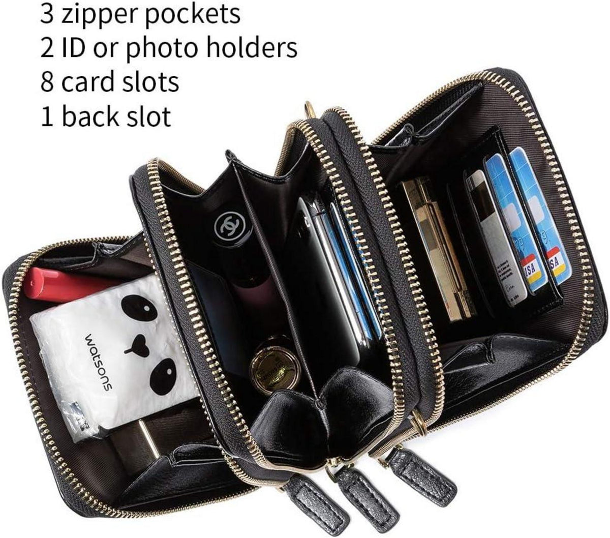 CLUCI Umhängetasche Damen Leder Crossbody Handytasche Schwarz