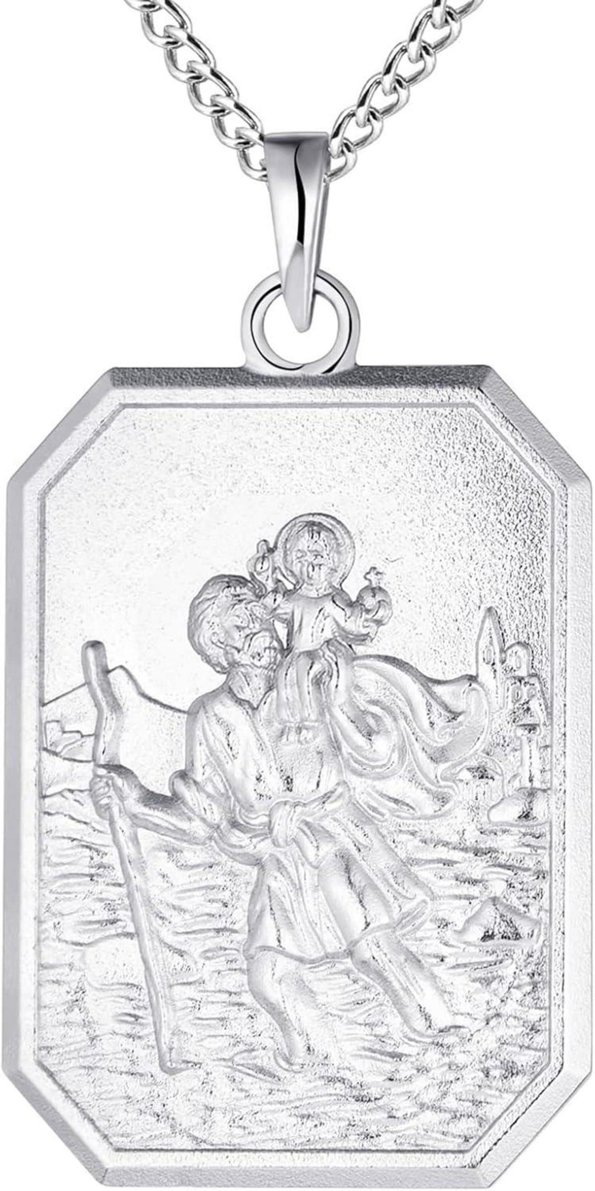 Heiliger Christophorus Kette 925 Sterling Silber Antiqued Talisman