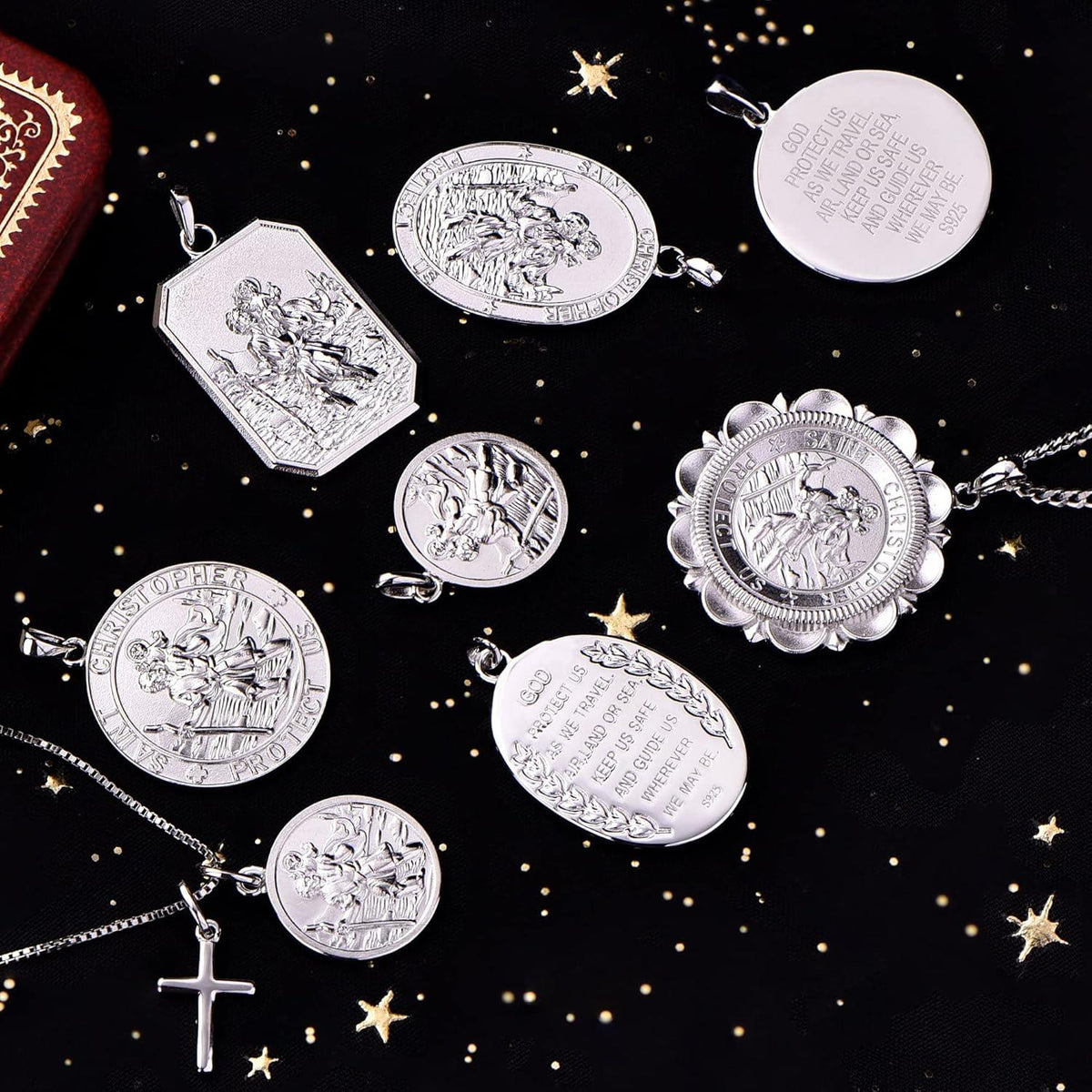Heiliger Christophorus Kette 925 Sterling Silber Antiqued Talisman