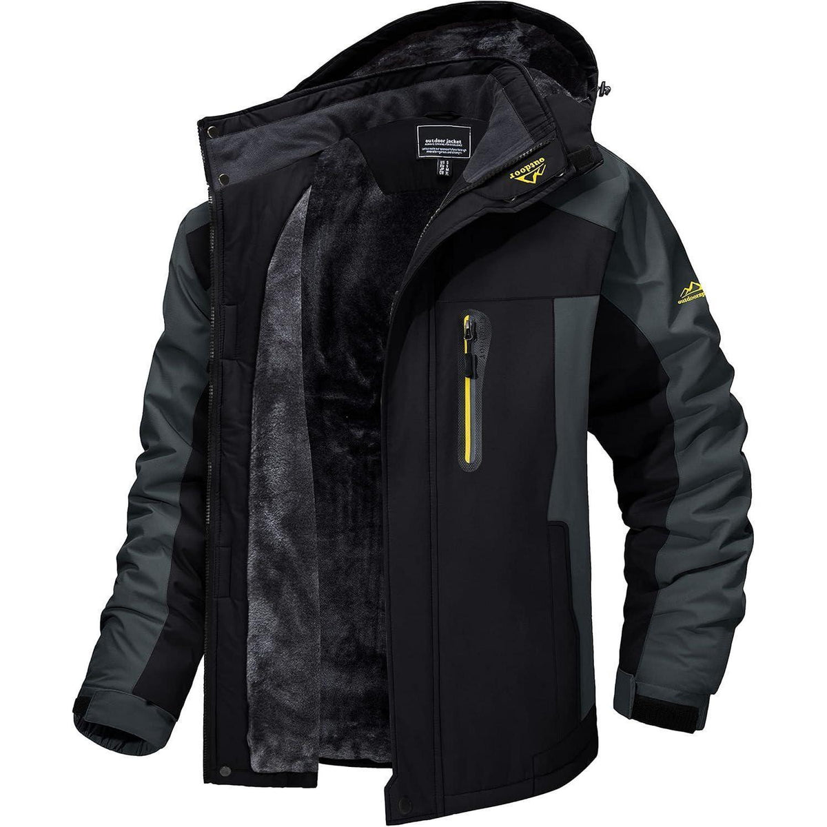 Herren Winterjacke warm gefüttert winddicht wasserdicht abnehmbare Kapuze 3XL