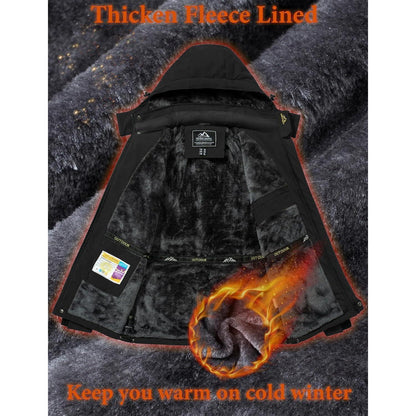 Herren Fleecejacke Winter Warm Gefüttert Skijacke Schwarz-Grau M