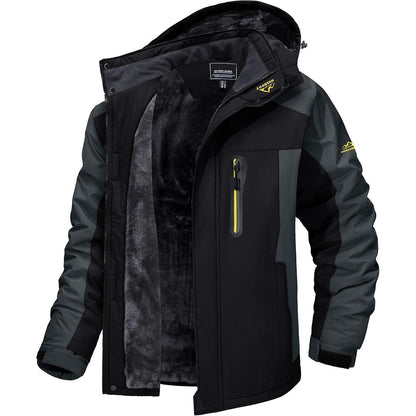 Herren Fleecejacke Winter Warm Gefüttert Skijacke Winddicht Wasserdicht