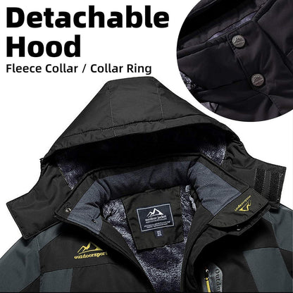 Herren Fleecejacke Winter Warm Gefüttert Skijacke Outdoor XL Schwarz-Grau