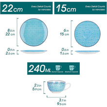 12-teiliges Kaffeeset Porzellan bunt für 4-12