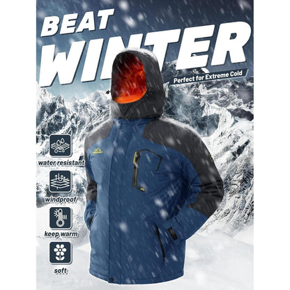 Herren Winterjacke wasserdicht warm gefüttert mit Kapuze XXL Denim Blau