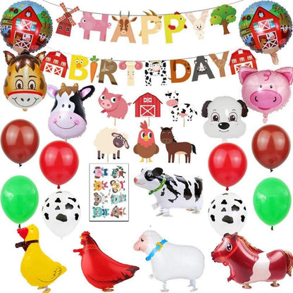 Bauernhof Tier Partydekorationen Folienballons und Cupcake Topper