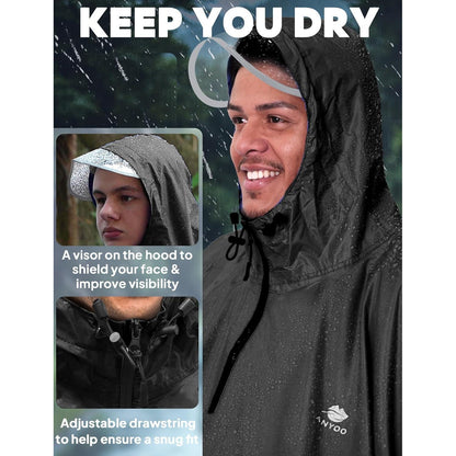Wasserdichter Fahrrad-Regenponcho mit Kapuze – Kompakt & Reflektierend