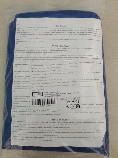 Wasserdichter Rad Poncho Regenjacke Kapuze Fahrrad Compact Cape Blau