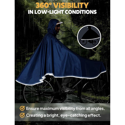 Wasserdichter Fahrrad-Regenponcho mit Kapuze – Blau