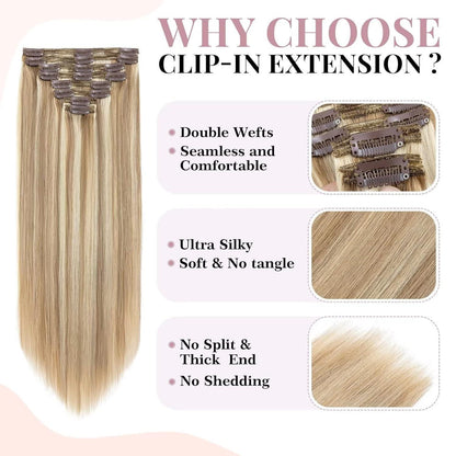 Echthaar Clip-Ins Blond 60cm – Remy Hair, Balayage