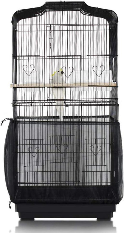 Vogelkäfig Netz Abdeckung Verstellbarer Umfang 200cm Papageien Schwarz