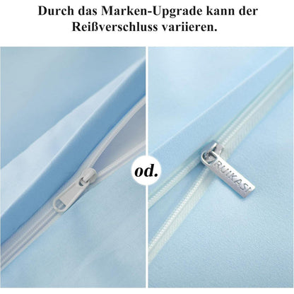 Bettwäsche 200x220 Blau 3tlg. Set Mikrofaser Weich Bügelfrei