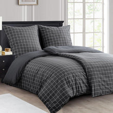 Bettwäsche Set 135x200 Anthrazit Mikrofaser Gittermuster