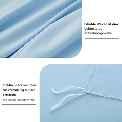 Bettwäsche 220x240 Blau Set Mikrofaser Kissenbezüge 240x220