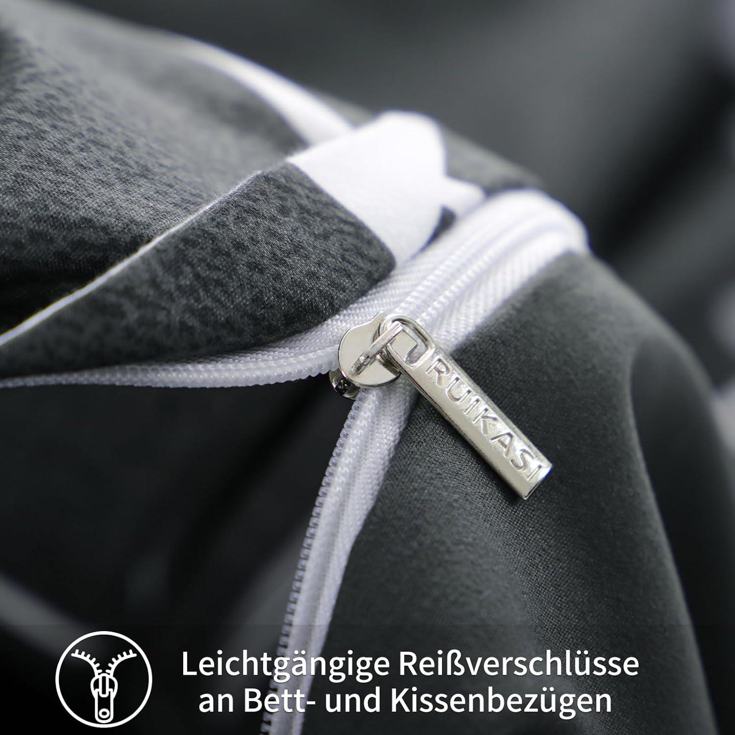 Bettwäsche Set 200x200 Anthrazit Geometrie Mikrofaser