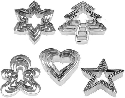 25PCS Weihnachten Ausstechformen Set Edelstahl Keksausstecher