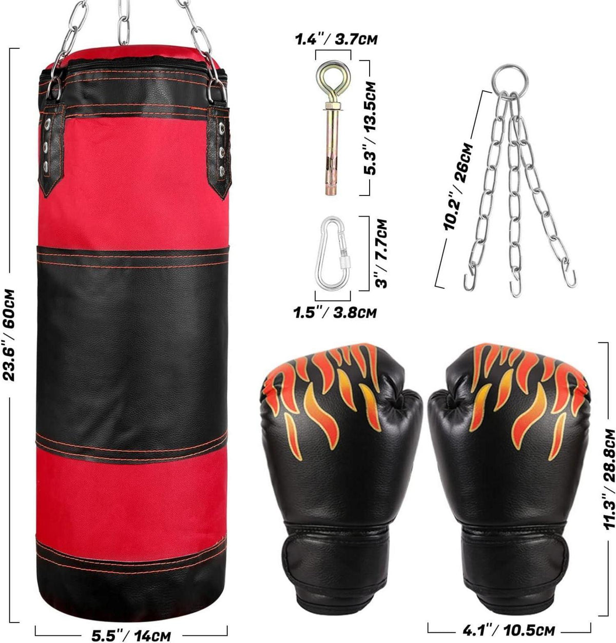 Odoland Kinder Boxsack Set 2FT Ungefüllt 6OZ Boxhandschuhen