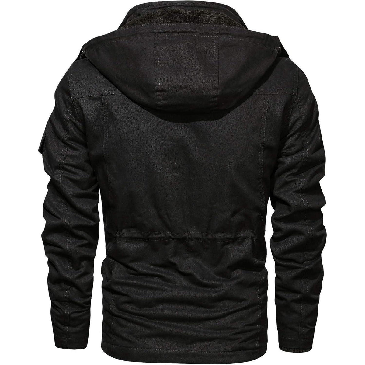Warme Winterjacke Herren mit abnehmbarer Kapuze Schwarz