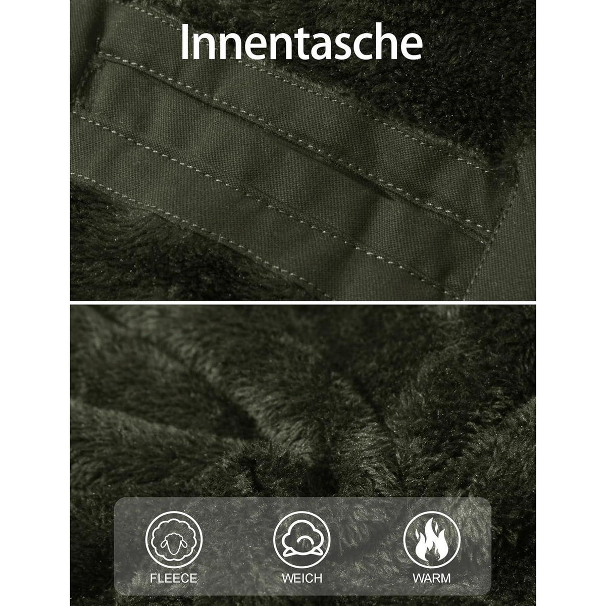 Warme Winterjacke Herren mit abnehmbarer Kapuze, Armeegrün