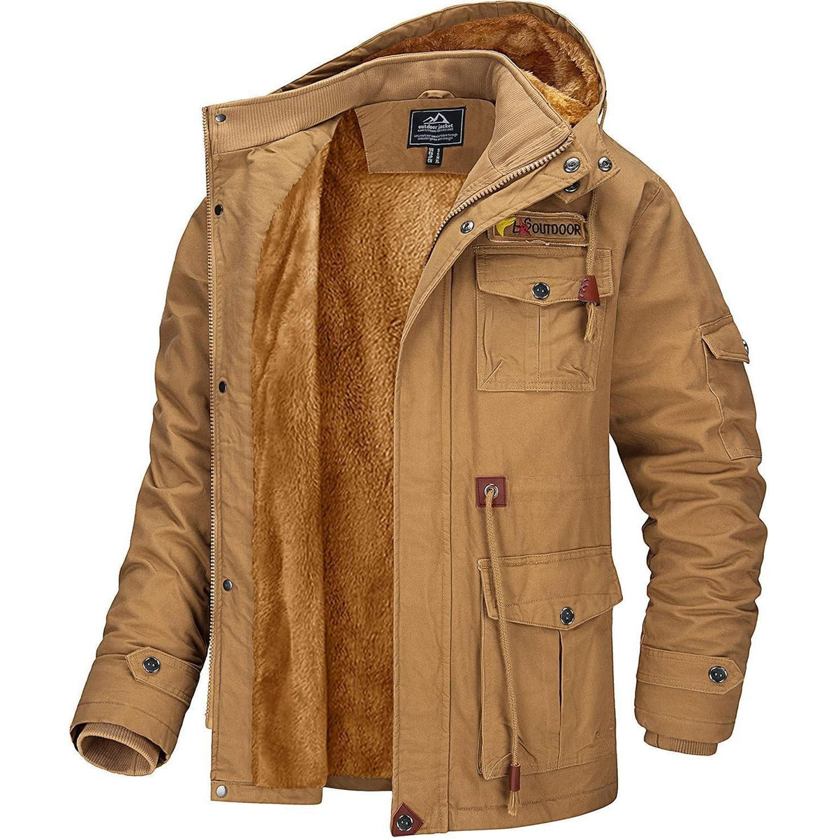 Warme Winterjacke Herren mit Fleece und abnehmbarer Kapuze