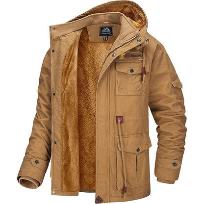 Warme Winterjacke Herren mit Fleece und abnehmbarer Kapuze