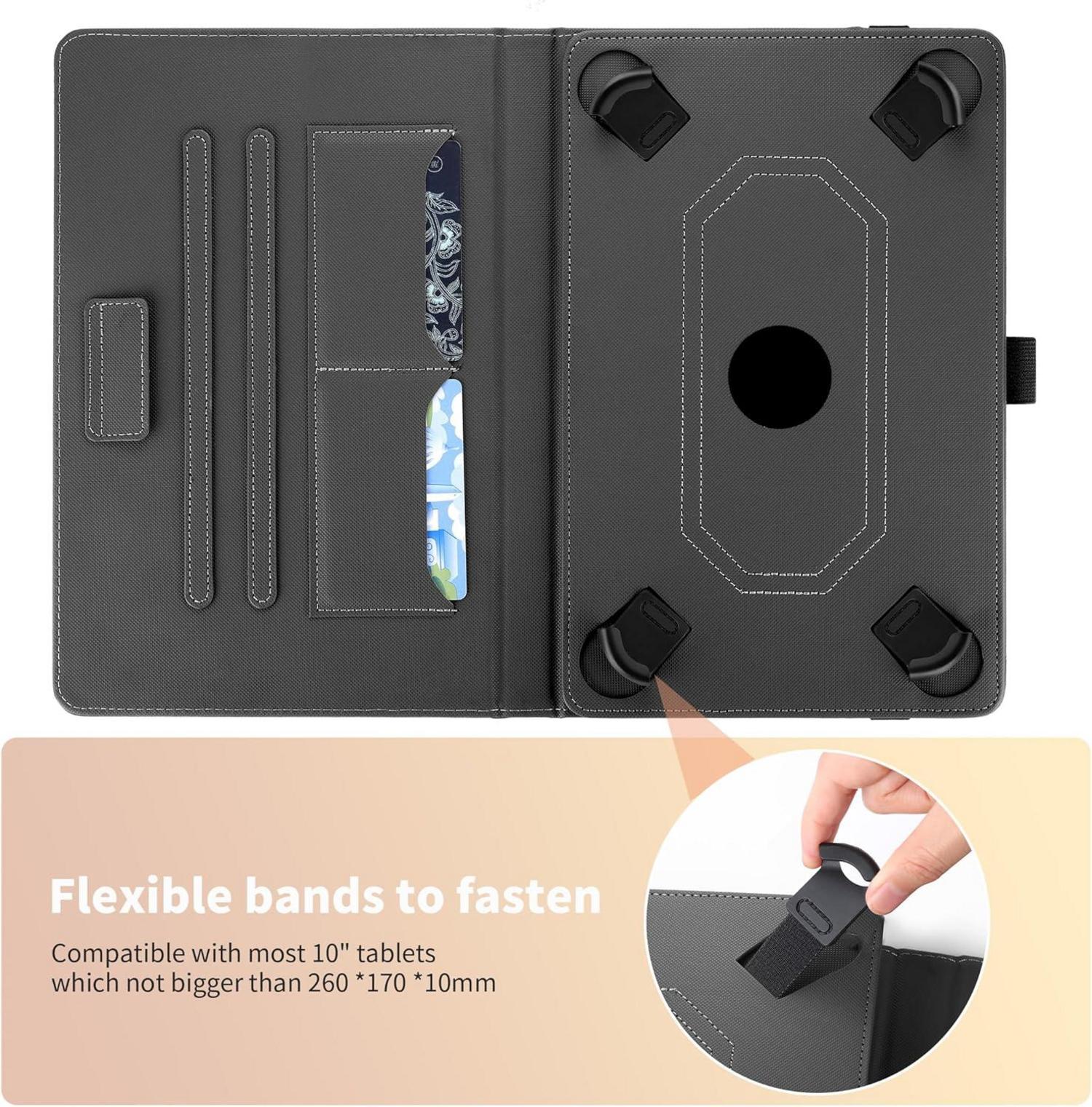 Tablet Universal Hülle 360° Drehbarer Organizer Grau 10-11 Zoll