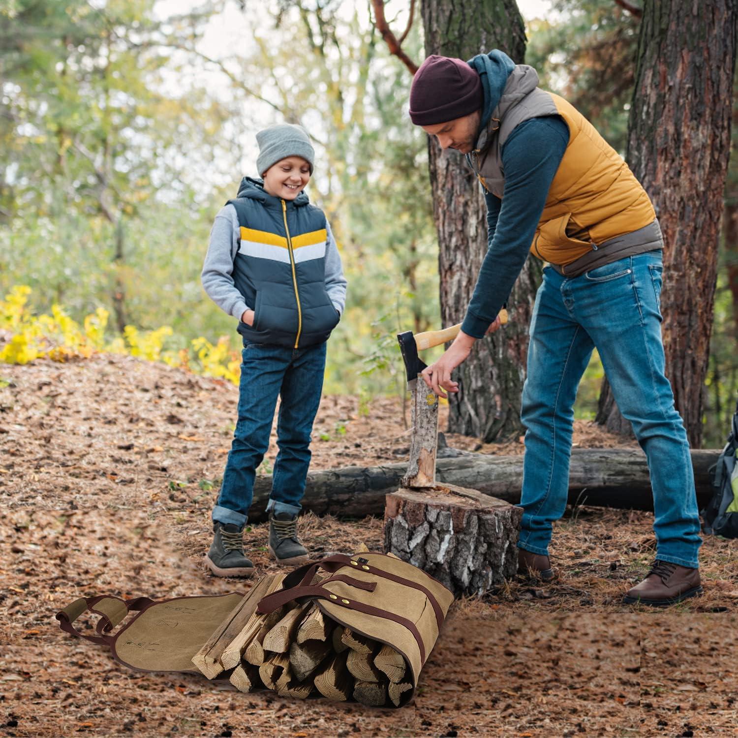 Kaminholztasche Kaminholzträger Holzkorb Brennholztasche Groß Wasserdicht Segeltuch