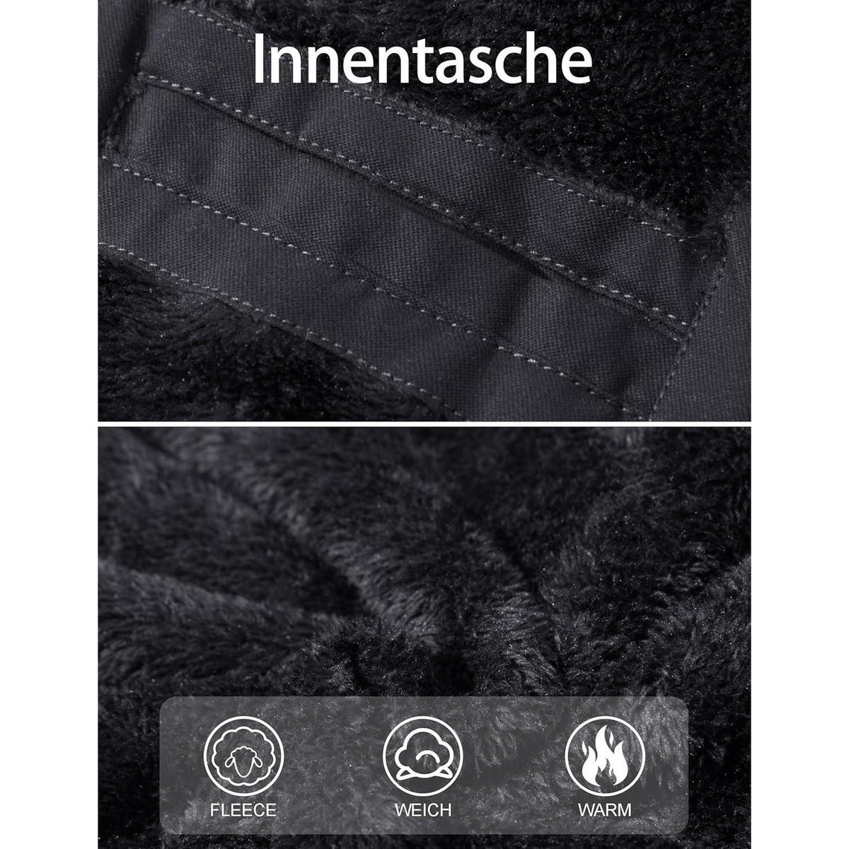 Herren Winterjacke gefüttert Fleece Parka mit Kapuze Grau