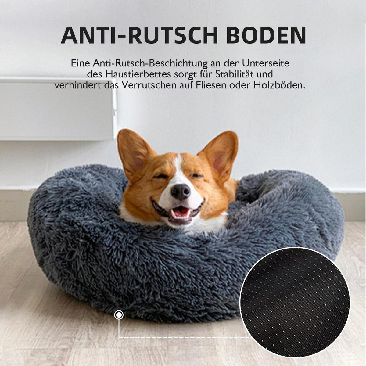 Plüsch Hundebett Groß – Flauschig, Waschbar, 120x120cm Coffee