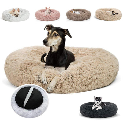 Plüsch Hundebett Groß – Waschbar, Rutschfest, Beige