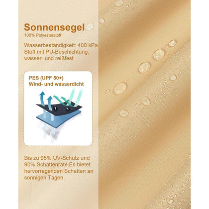 Wasserdichtes Sonnensegel 5x5m Sandbeige UV-Schutz für Garten & Terrasse