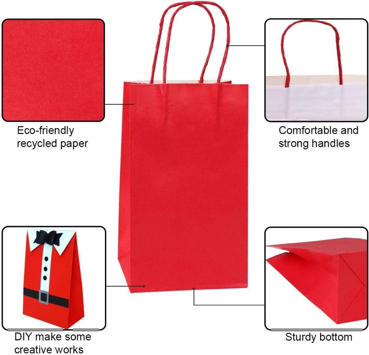 12x Kraftpapiertüten mit Henkel Geschenktüten Set - Mehrere Farben 21x13x8CM