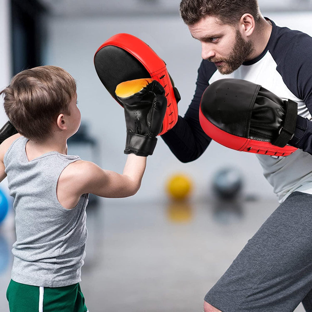 Handpratzen Set 2 IN 1 PU Pratzen Schlagpolster Boxen Kickboxen Thai Kick Rot