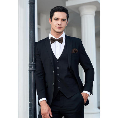 Herren Fliege mit Einstecktuch Set Braun