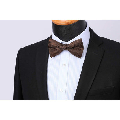 Herren Fliege mit Einstecktuch Set Braun
