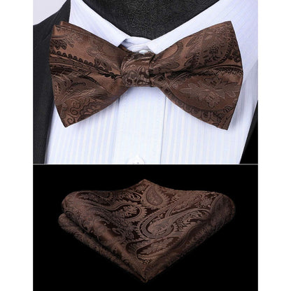 Herren Fliege mit Einstecktuch Set Braun