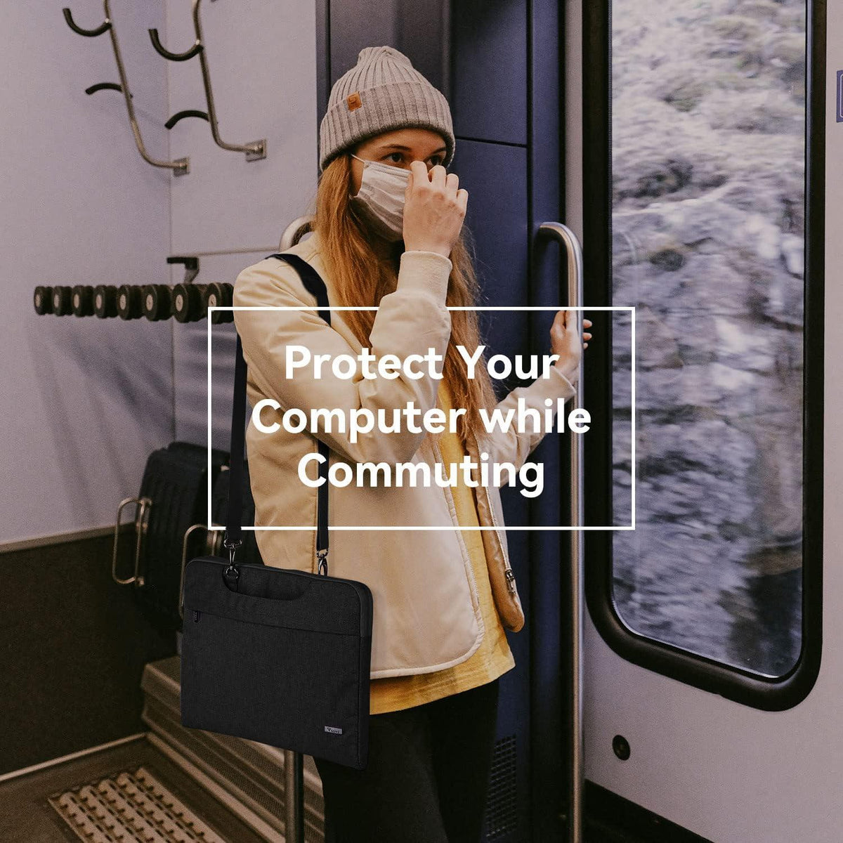 Voova Laptoptasche 17,3 Zoll Wasserdicht Schwarz Damen Herren