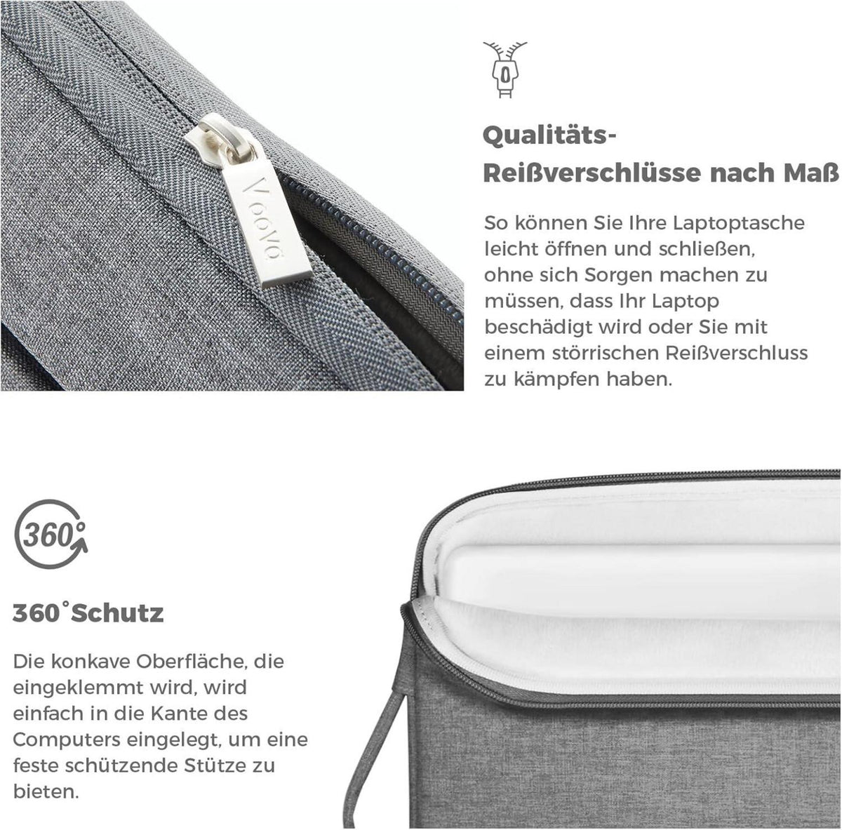 Laptophülle 13 Zoll MacBook Air Pro Tablet Tasche Grau Voova