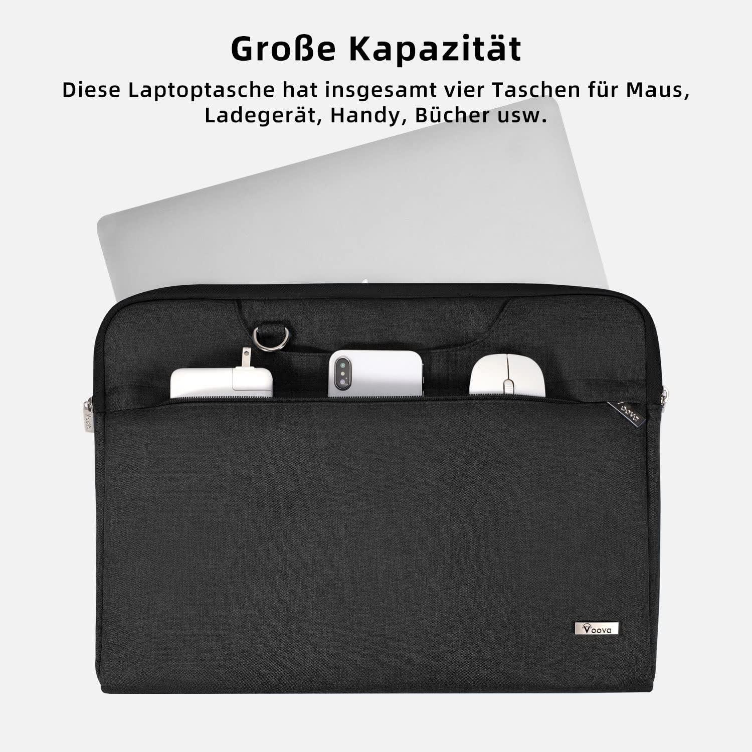 Voova Laptoptasche 15-16 Zoll Notebook Schwarz Leichte