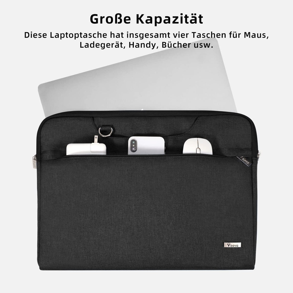 Laptoptasche 15-16 Zoll Schwarz Leichte Notebooktasche mit Griff