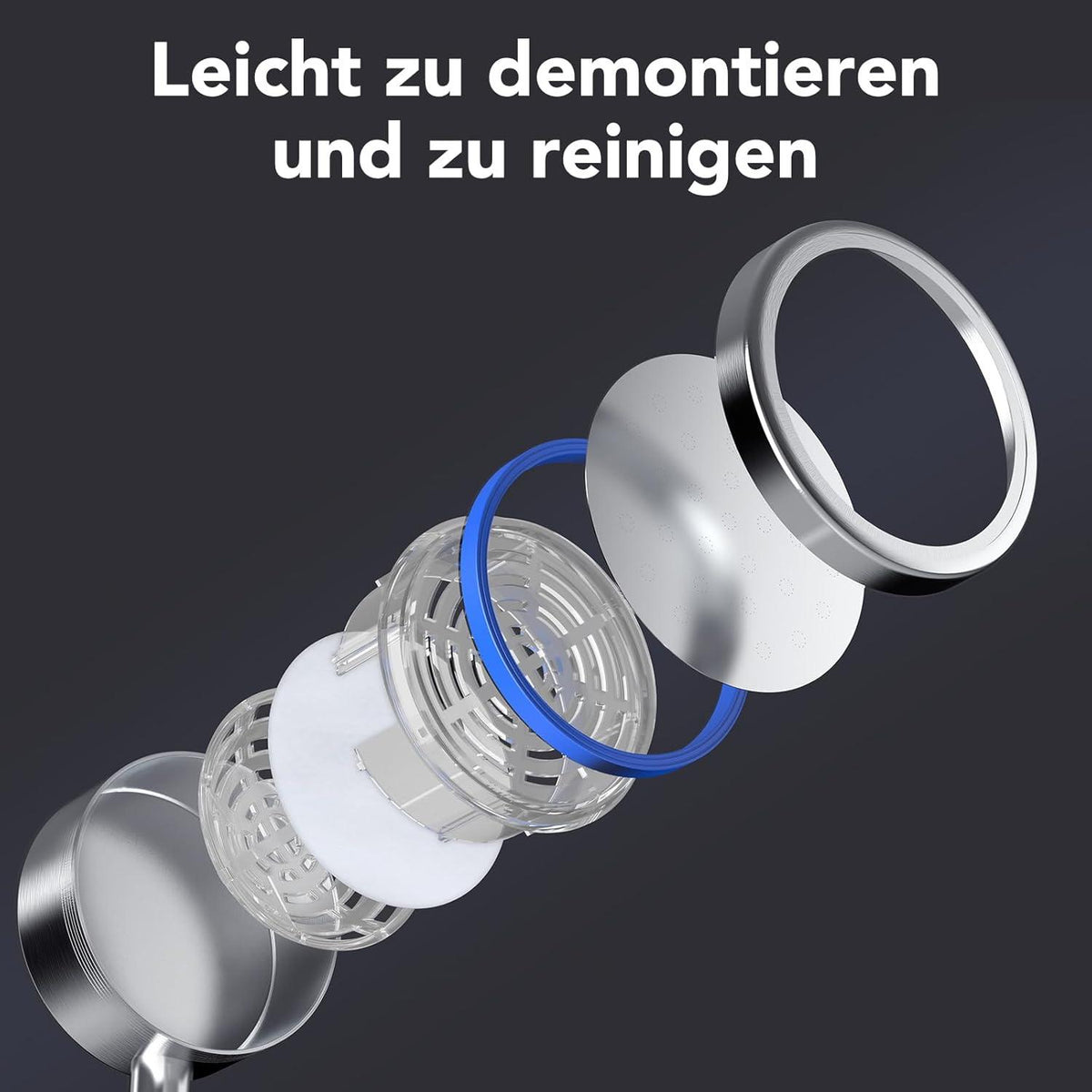 Duschkopf Hochdruck mit Schlauch und Halterung Edelstahl Handbrause Wasserturbo