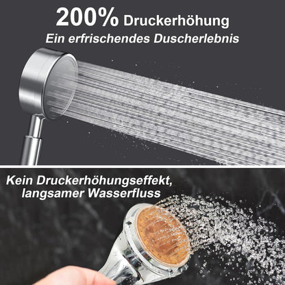 Olliwon Duschkopf Hochdruck Edelstahl Handbrause Badezimmer