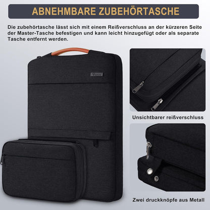 Voova Laptoptasche 15 15.6 16 Zoll MacBook Hülle Schwarz Zubehörtasche