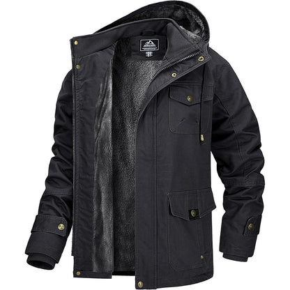 Warme Winterjacke Herren mit abnehmbarer Kapuze Grau