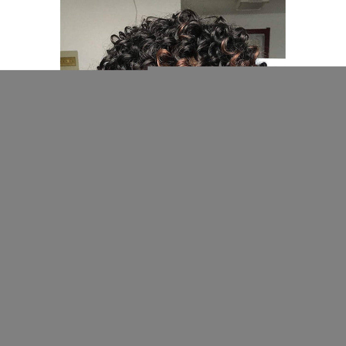 Lockige Afro-Perücke mit Pony – Ombre Braun, Hitzebeständig