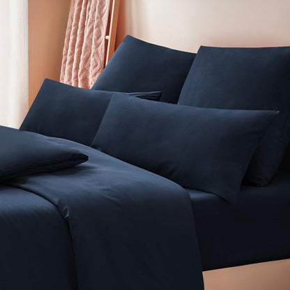 Kissenbezug 80x80 Dunkelblau Mikrofaser 2er Set mit